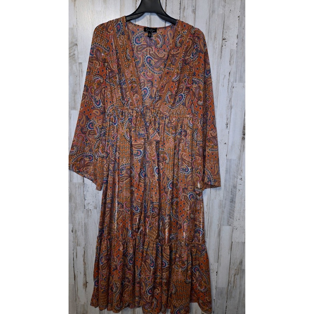 Jessica Simpson S Chiffon Tie Paisley Ruffle Duster Cardigan Kimono Bohemian Top